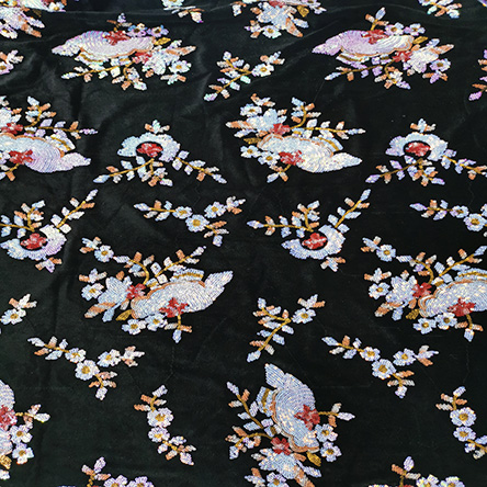Odm Distributor Custom Design Mexico Embroidered Velvet Fabric For Winter Dress 