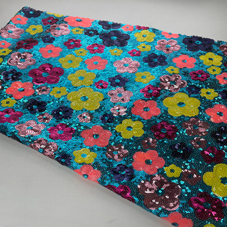 Oem Manufacturer Multicolor Flower Sequin Fabric Online Bridal Dress