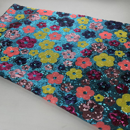 Oem Manufacturer Multicolor Flower Sequin Fabric Online Bridal Dress