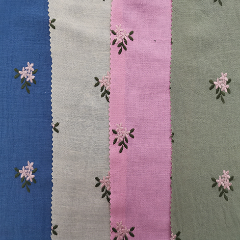 Wholesale 100% Polyester Linen Ground Multicolor Plain Embroidery Fabric 