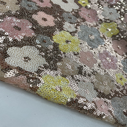 Oem Manufacturer Multicolor Flower Sequin Fabric Online Bridal Dress
