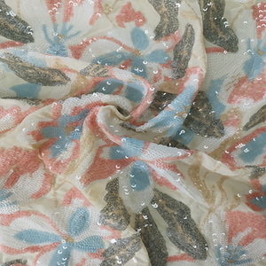 Good Quality Mexico Multicolor Flower All Over Sequin Cloth Material Online
