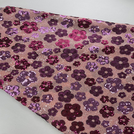 Oem Manufacturer Multicolor Flower Sequin Fabric Online Bridal Dress