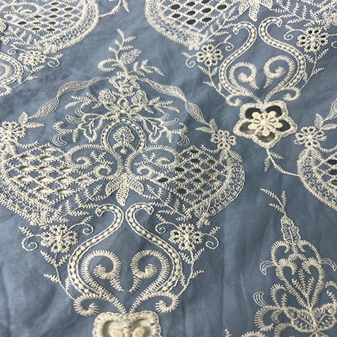 Best Selling Low Price Embroidered Cotton Eyelet Fabric For Woman Garment