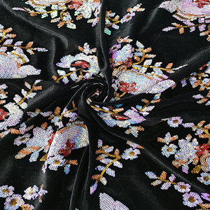 Odm Distributor Custom Design Mexico Embroidered Velvet Fabric For Winter Dress 