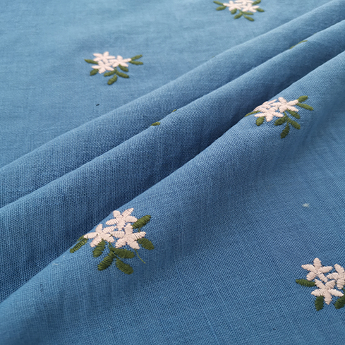 Wholesale 100% Polyester Linen Ground Multicolor Plain Embroidery Fabric 