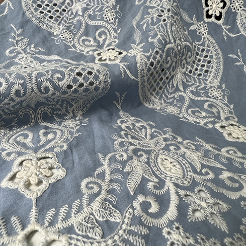 Best Selling Low Price Embroidered Cotton Eyelet Fabric For Woman Garment