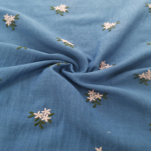 Wholesale 100% Polyester Linen Ground Multicolor Plain Embroidery Fabric 