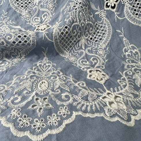 Best Selling Low Price Embroidered Cotton Eyelet Fabric For Woman Garment