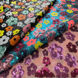 Oem Manufacturer Multicolor Flower Sequin Fabric Online Bridal Dress