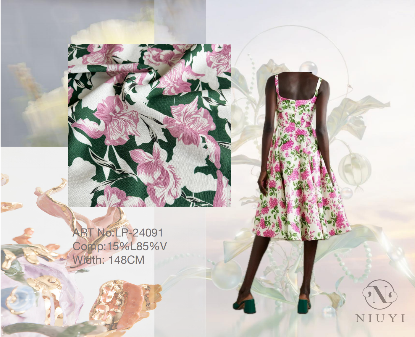 LP-24091 High Quality Printed Viscose/Linen Woven Fabric