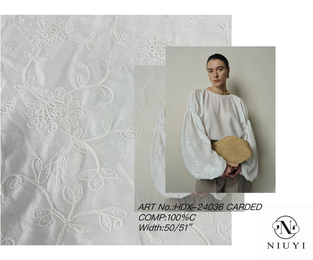 HDX-24036 Rope Embroidery Carded Cotton Fabric Wholesale