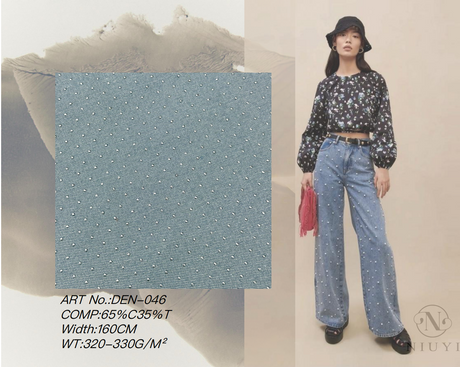 DEN-046 Machine Embroidery Denim Fabric online manufacturer