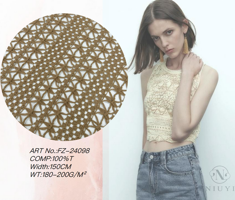 FZ-24098 Big Hole Knitted Lace Fabric Online 
