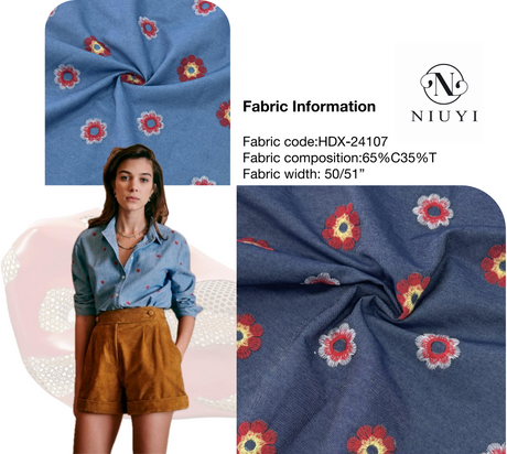 HDX-24107 Embroidery Denim Fabric wholesale