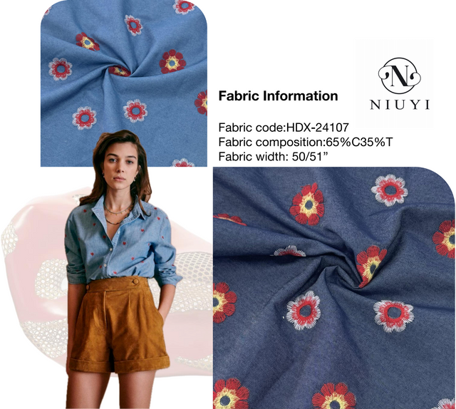 HDX-24107 Embroidery Denim Fabric wholesale