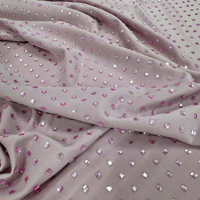 FB-086 FDY With Stone Embroidery Fabric Wholesale