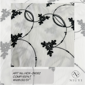 HDX-24062 Chain & Sequins Embroidery Poly Fabric Wholesale