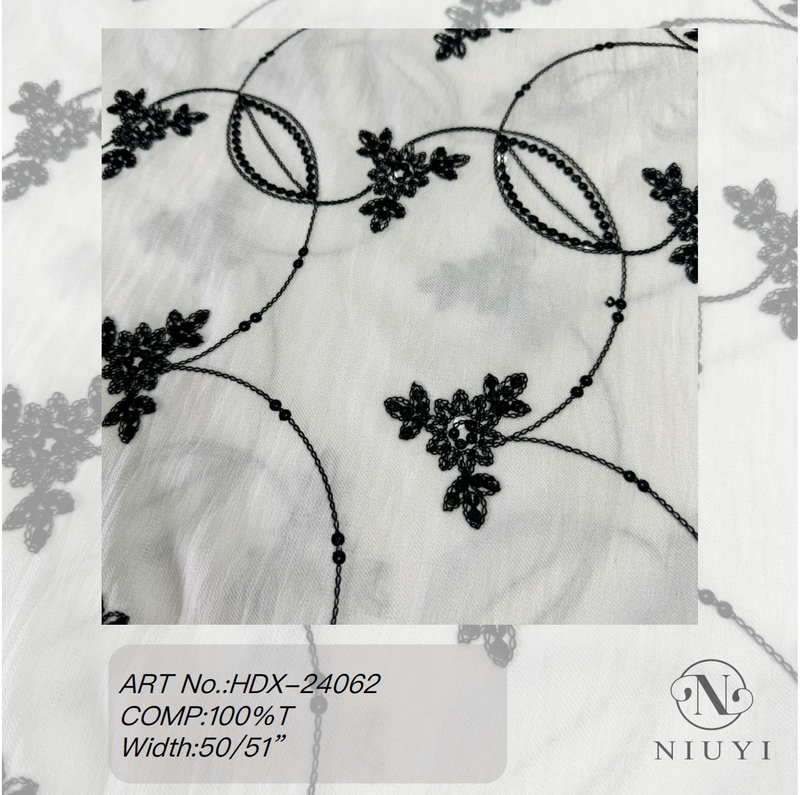 HDX-24062 Chain & Sequins Embroidery Poly Fabric Wholesale