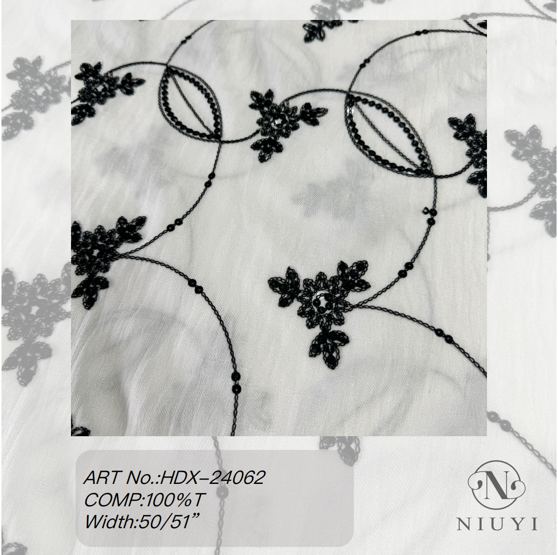 HDX-24062 Chain & Sequins Embroidery Poly Fabric Wholesale