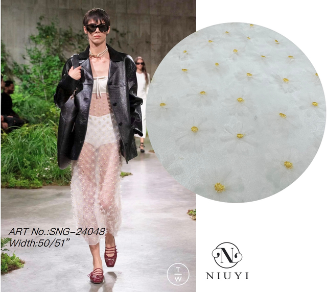 SNG-24048 Fashion Flower Laser Embroidery Lace Fabric 