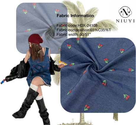 HDX-24108 Embroidery Denim Fabric wholesale