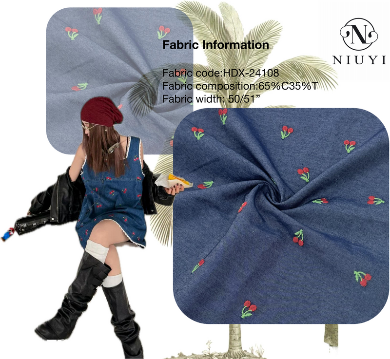 HDX-24108 Embroidery Denim Fabric wholesale