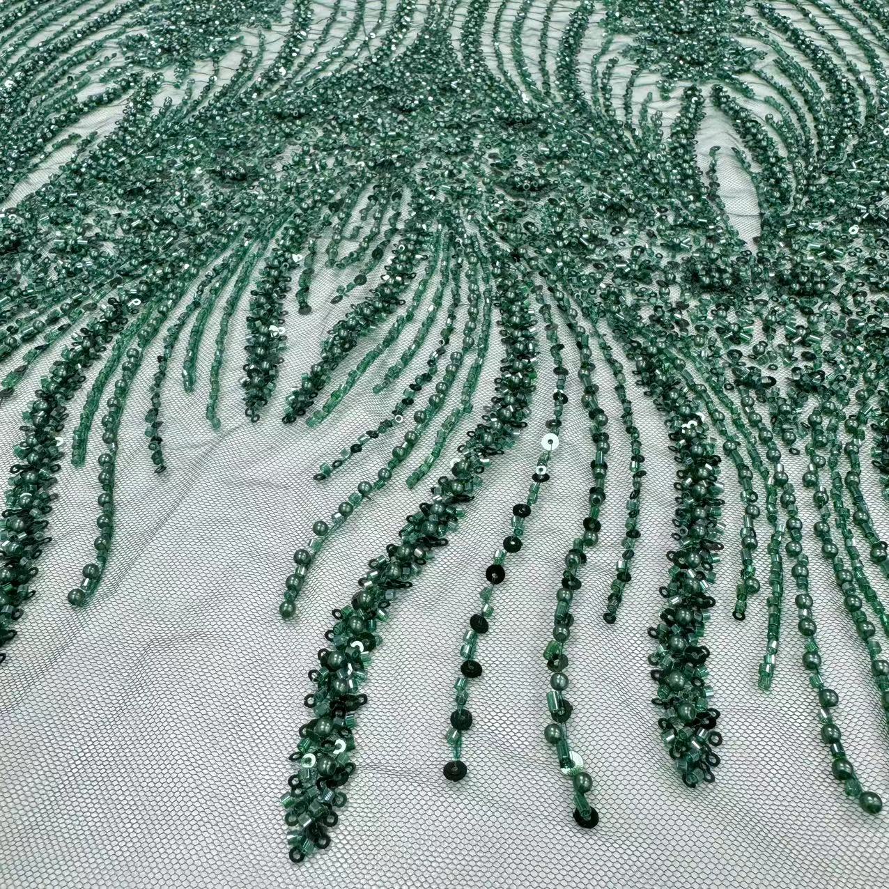 XRD-24179 Tulle with Machine Beads Embroidery Fabric