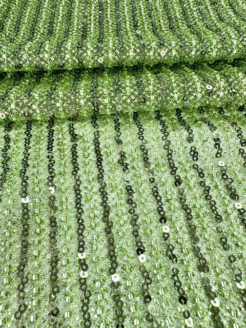 XRD-24140 Glitter Tulle with Machine Beads Embroidery Fabric