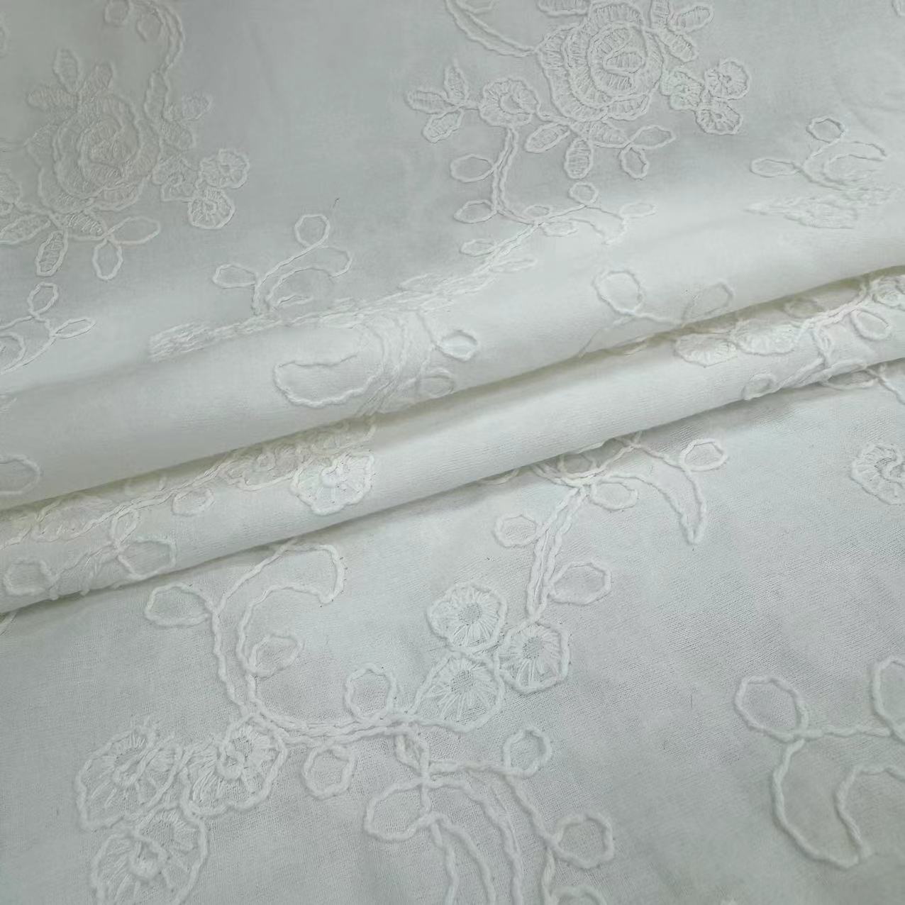 HDX-24052 Rope Embroidery Carded Cotton Fabric Wholesale