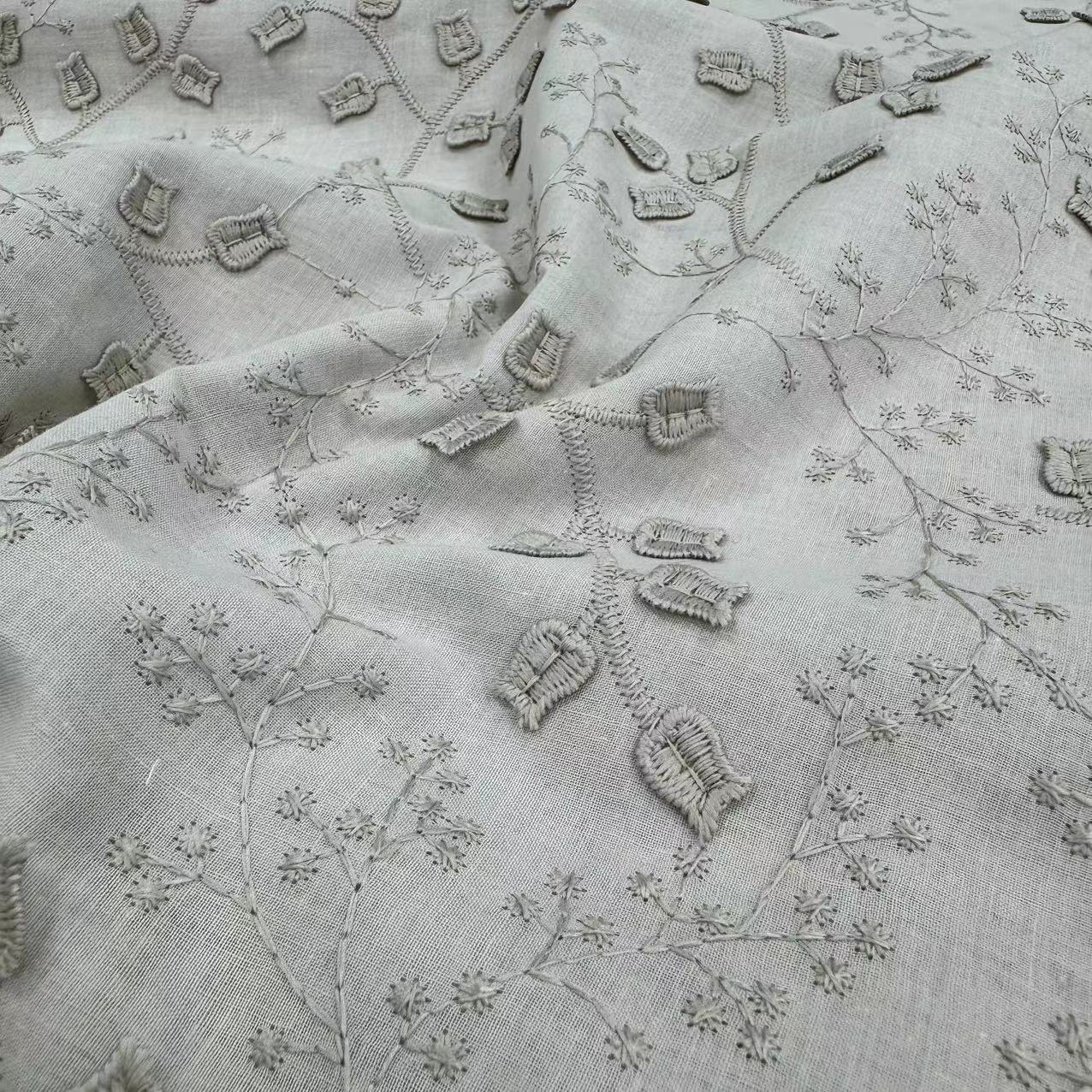 HDX-24008 3D Embroidery Cotton Fabric Wholesale