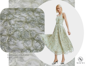 SNG-24034 Wholesale Spangle 3D Embroidery Lace Fabric 2024