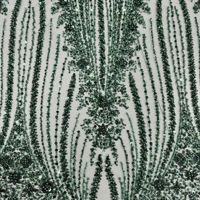 XRD-24179 Tulle with Machine Beads Embroidery Fabric