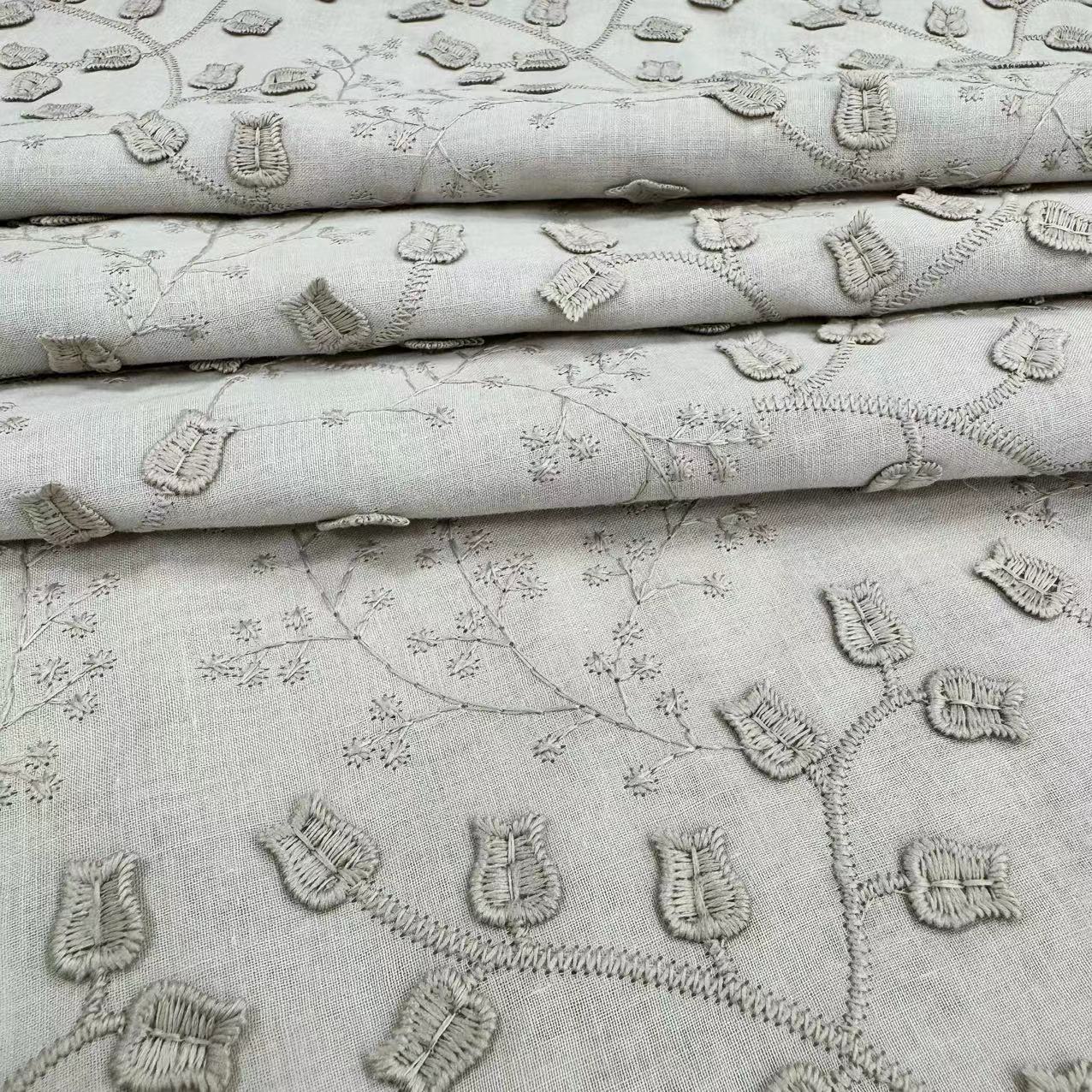 HDX-24008 3D Embroidery Cotton Fabric Wholesale