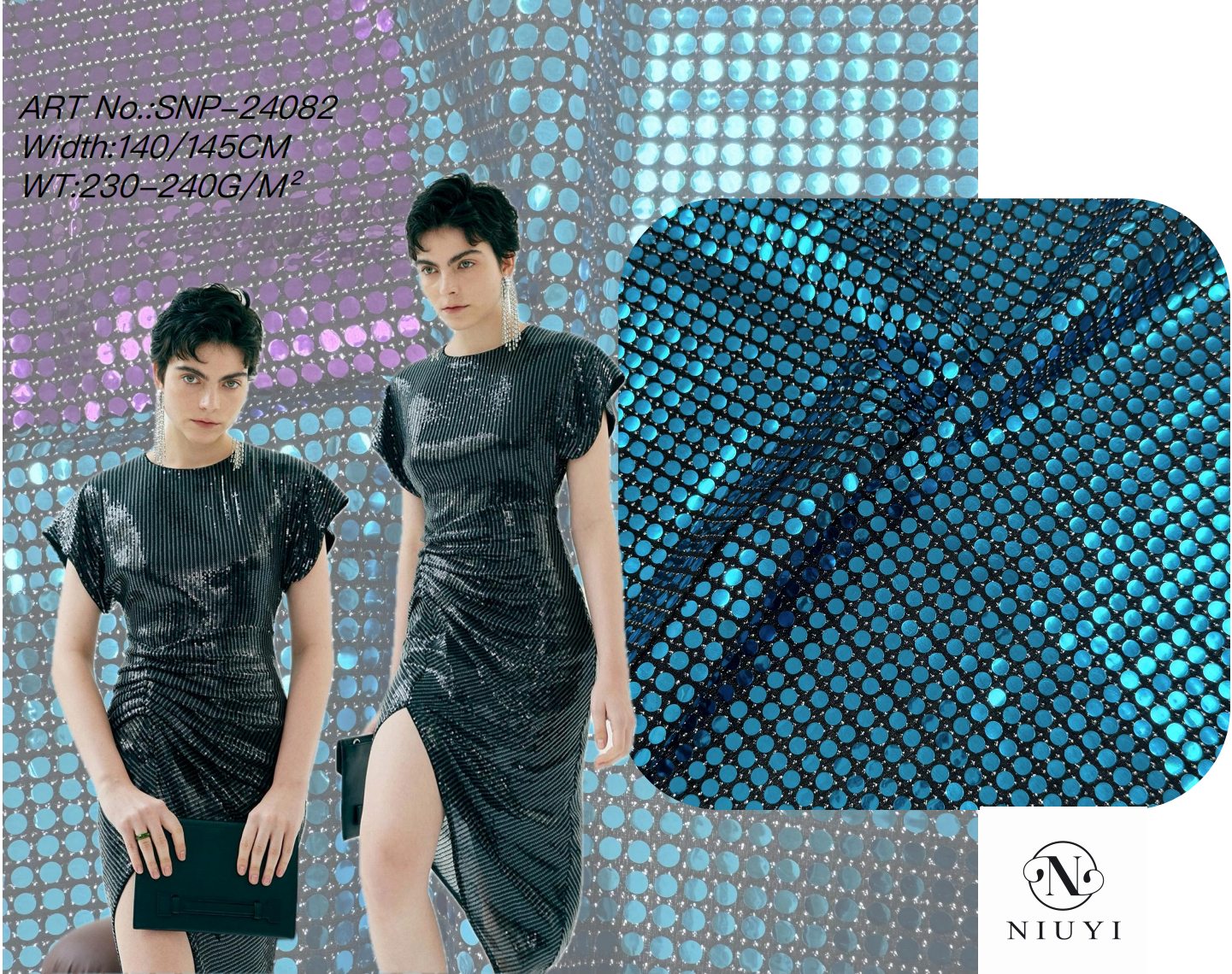 SNP-24082 Beautiful Color Spangle Embroidery Fabric