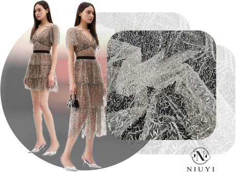 SNP-24125 High Quality Sequins Embroidery Fabric