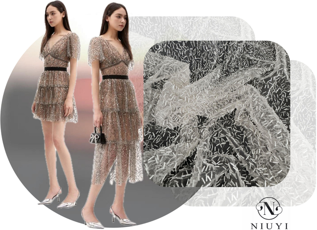 SNP-24125 High Quality Sequins Embroidery Fabric
