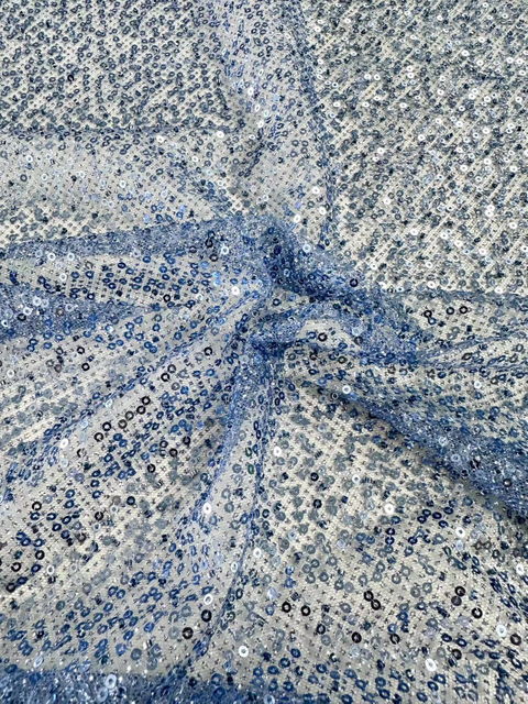 XRD-24141 Glitter Tulle with Machine Beads Embroidery Fabric
