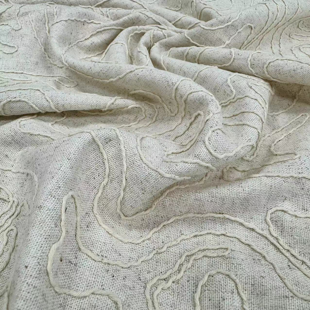 LCD-018B Rope Embroidery Linen/Viscose fabric