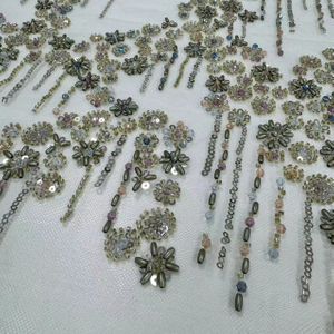 XRD-24101 Tulle with Machine Beads Embroidery Fabric
