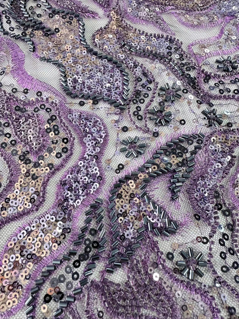 XRD-307 Tulle with Machine Beads Embroidery Fabric