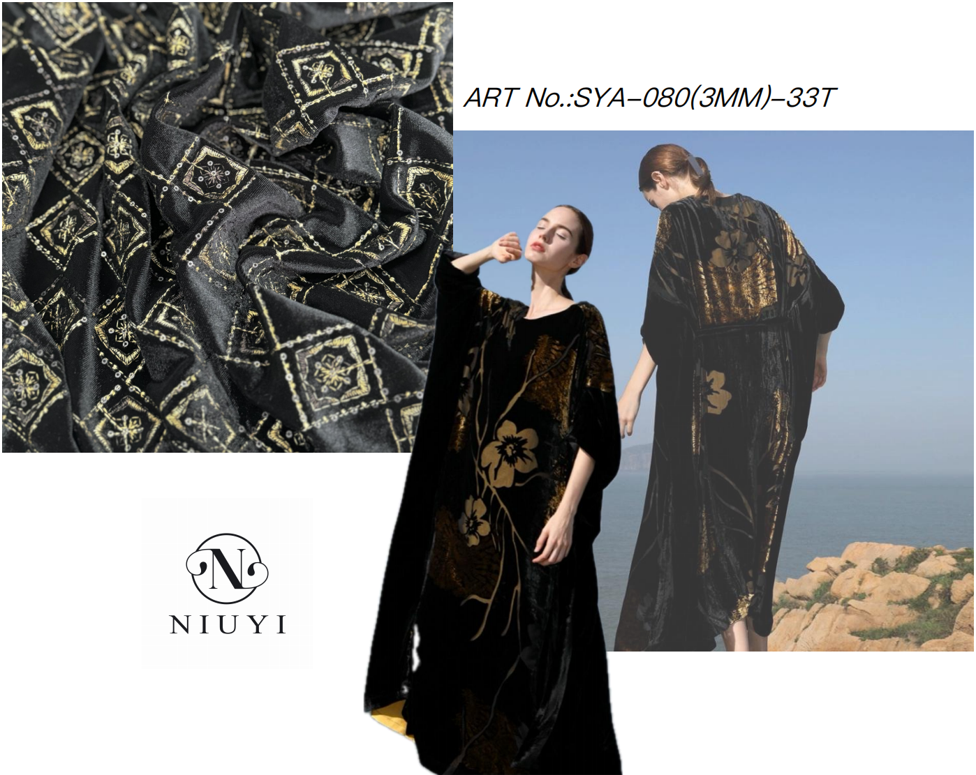 SYA-080 Spangle Embroidery Velvet Fabric manufacturer