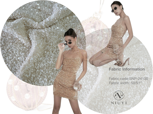 SNP-24100 High Quality Spangle Embroidery Fabric online manufacturer