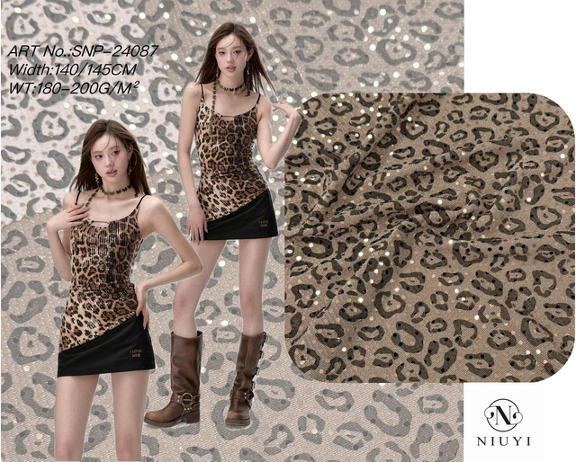 SNP-24087 High Quality Spangle Embroidery Printted Fabric online manufacturer