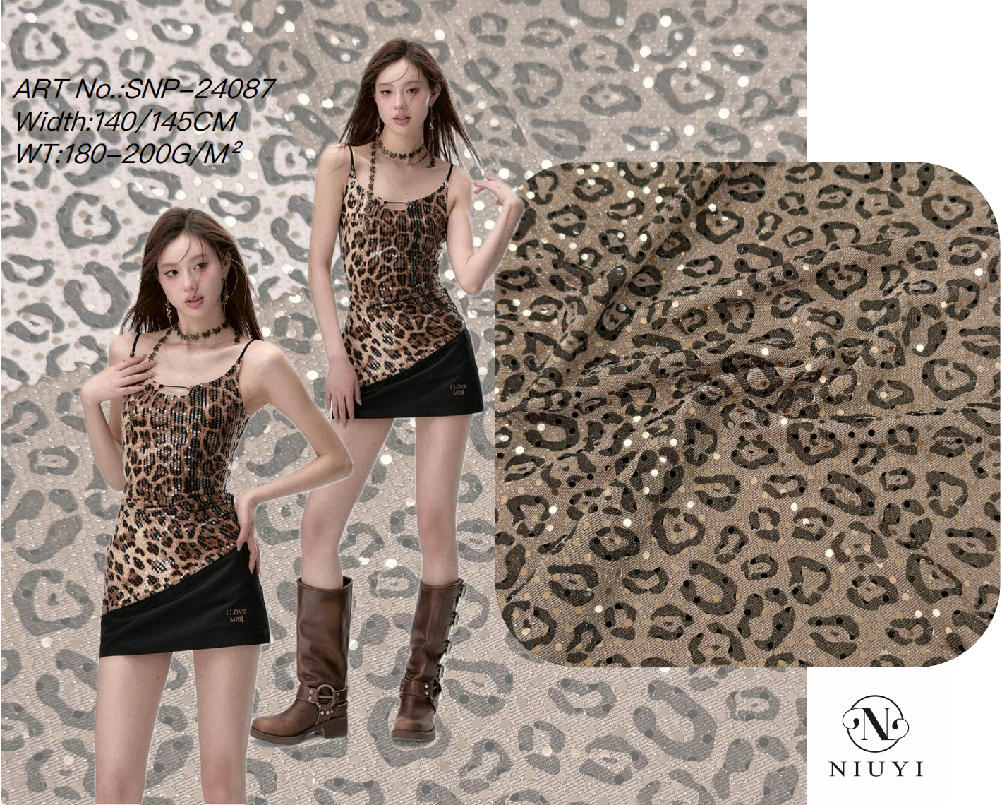 SNP-24087 High Quality Spangle Embroidery Printted Fabric online manufacturer