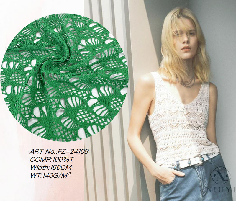 FZ-24109 Big Hole Knitted Lace Fabric Online 