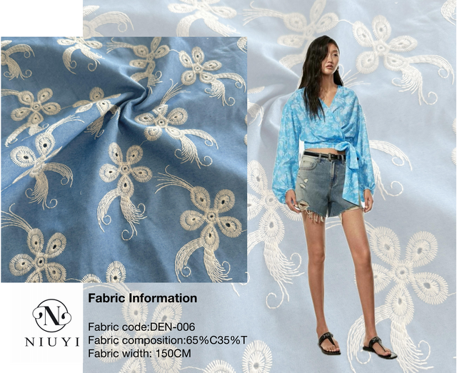 DEN-006 Embroidery Denim Fabric wholesale