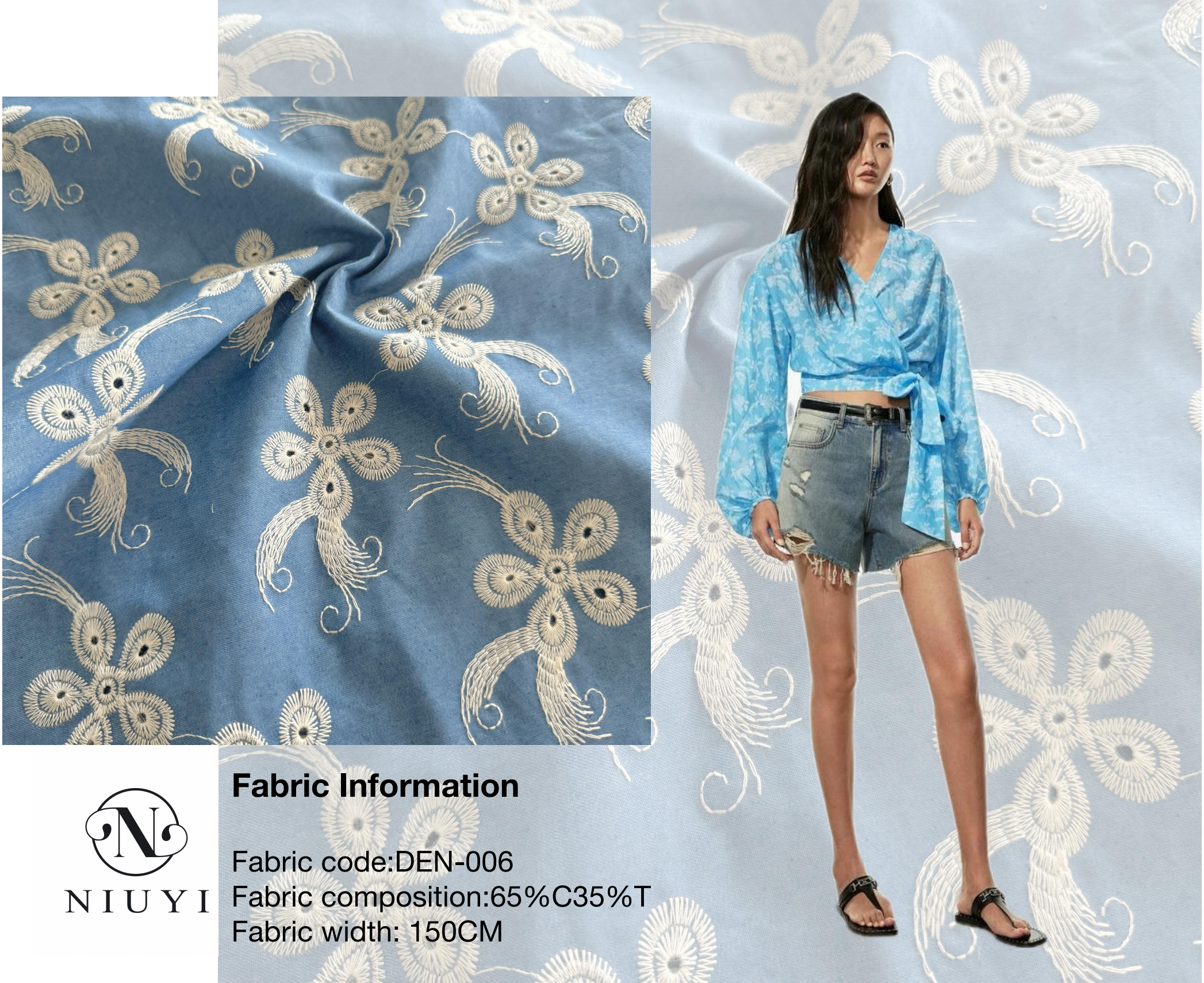 DEN-006 Embroidery Denim Fabric wholesale