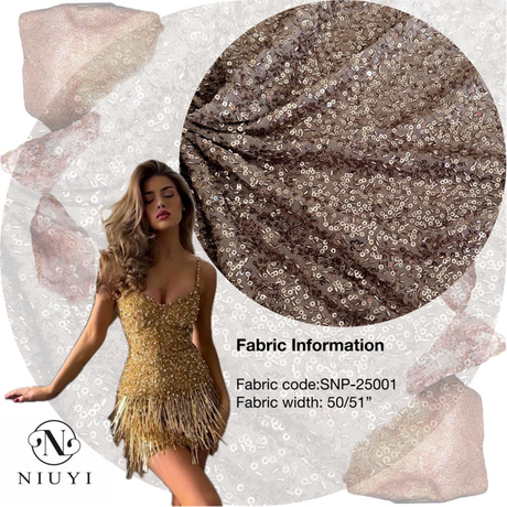 SNP-25001 New Samples of Spandex Sequin Embroidery Mesh Fabric for Wedding Party Dress Fashion Show Clothes Shirts Creative Textile