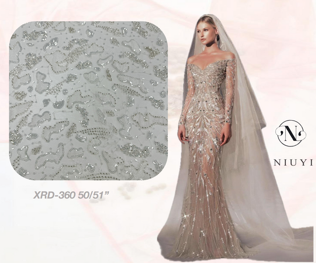 XRD-360 Tulle with Machine Beads Laser Embroidery